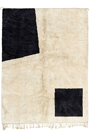 Black and White Contemporary Moroccan Rug