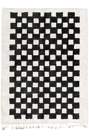 Black Mono Chessboard Rug