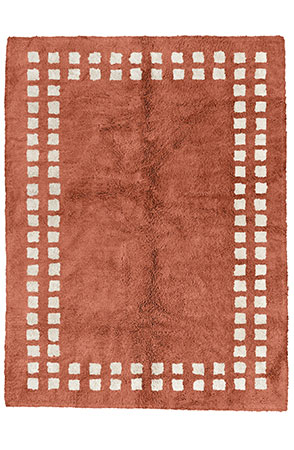 Choral Pink Framed Checkerboard Rug
