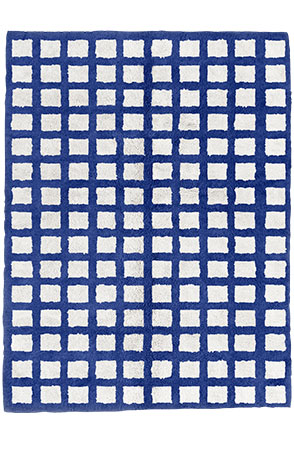 Dark Blue Chequerboard Rug