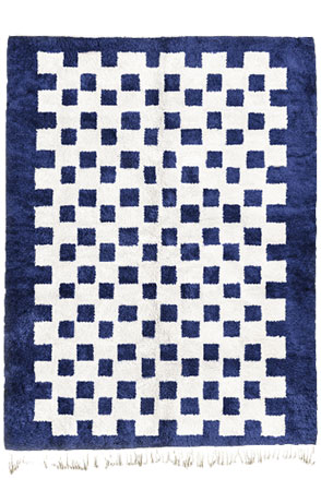 Dark Blue Chessboard Rug