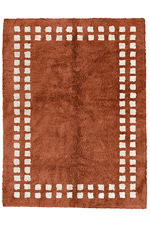 Dark Brown Framed Checkerboard Rug