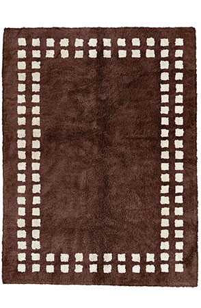 Deep Brown Framed Checkerboard Rug