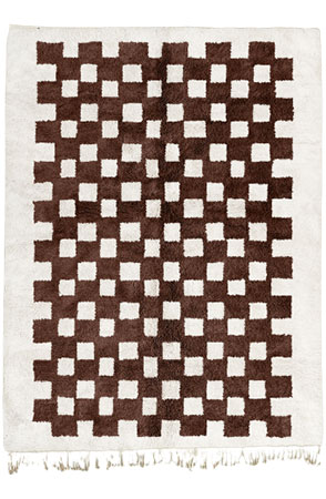 Deep Brown Mono Chessboard Rug