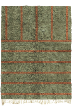 Green and Bronze Stripes Rug