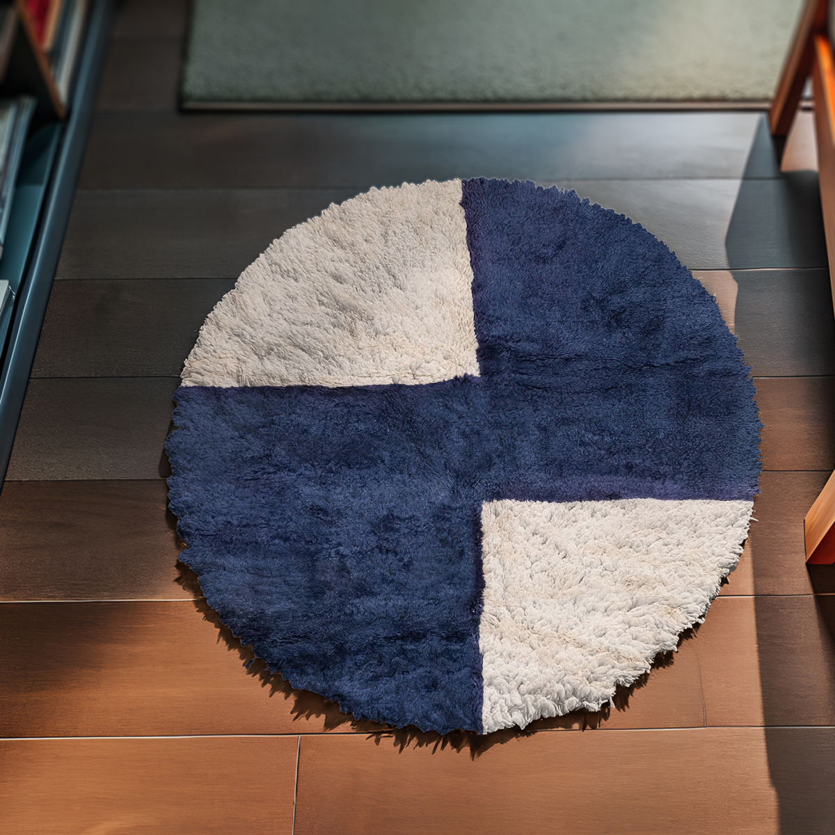 Blue Round Moroccan Rug