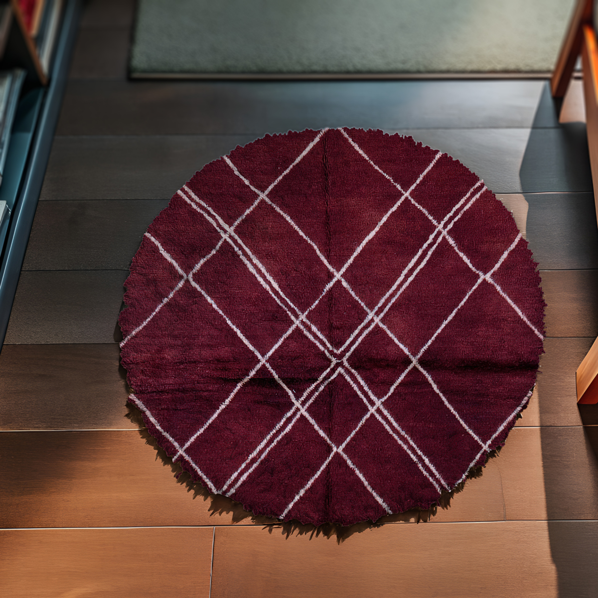 Burgundy Round Rug