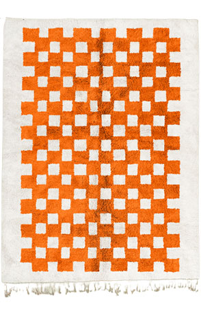Orange Mono Chessboard Rug