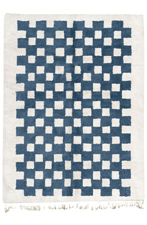 Stone Blue Mono Chessboard Rug