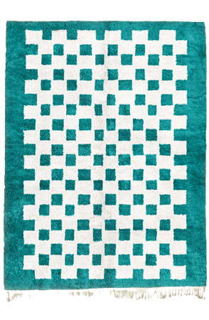 Turquoise Chessboard Rug