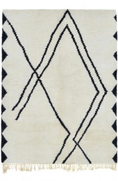Black and White Berber Wool Rug 3329