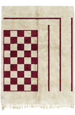 Crimson Checkered Grid Rug 3645